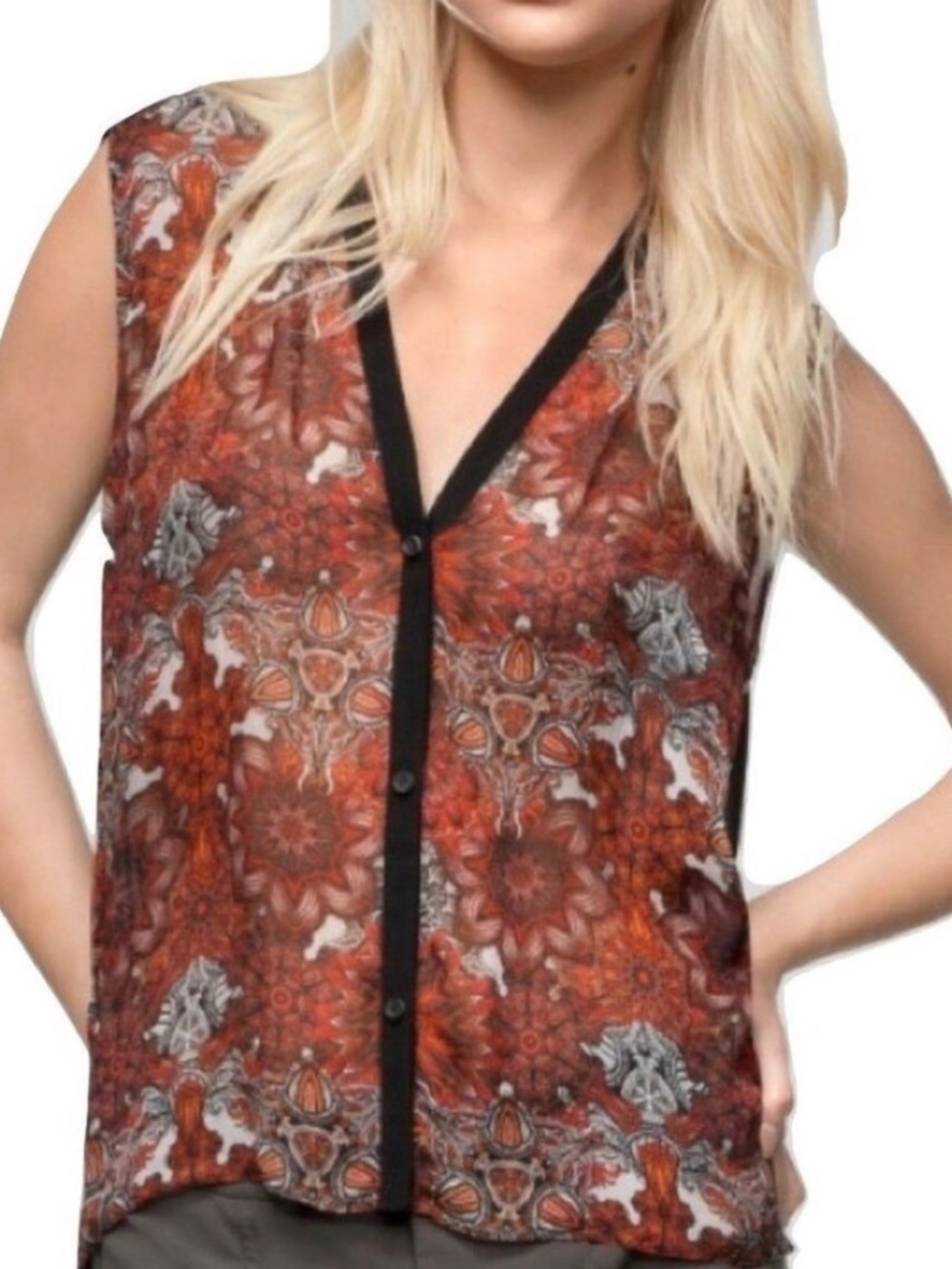 Helmut Lang Mandala Viscose Print Top
